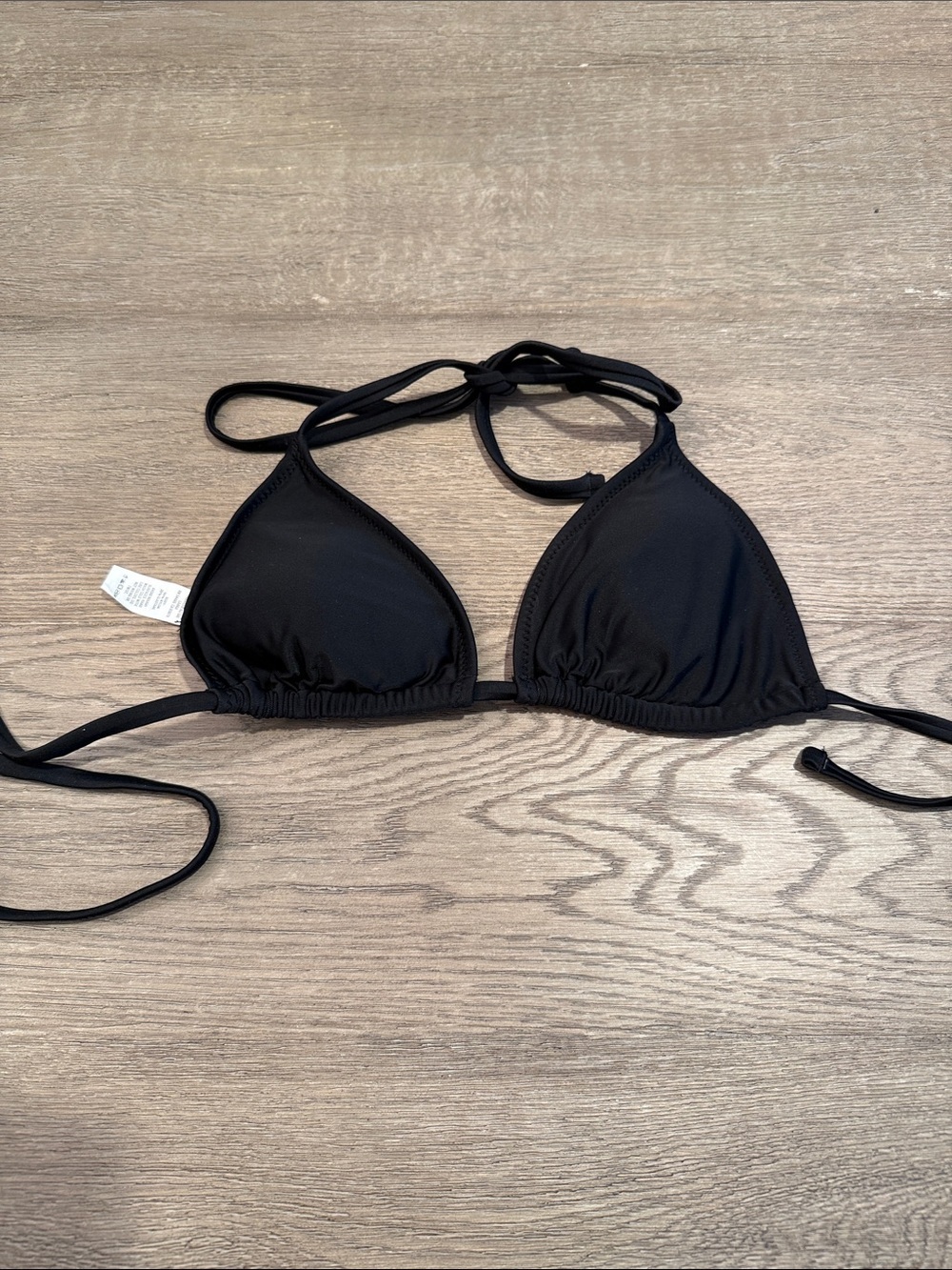 Black Triangle String Bikini padded Top - Women's Swim size small